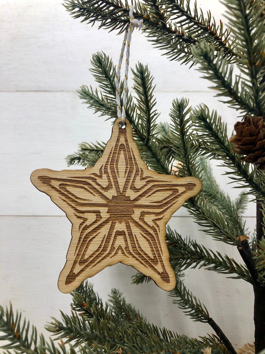 Wooden Star Christmas Ornaments, Natural Wood Ornament, Christmas Tree ...