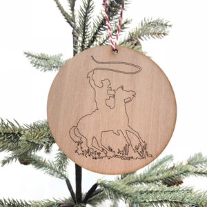 Roping Cowboy and Horse Ornament, Circle Western Ornament, Country Ornaments, Old West Christmas Decor, Christmas Tree Ornaments, Small Gift
