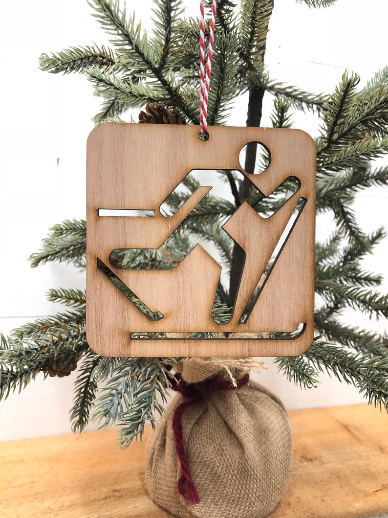 Cross Country Skiing Sign Wooden Ornament CC Skiing Ornament Etsy