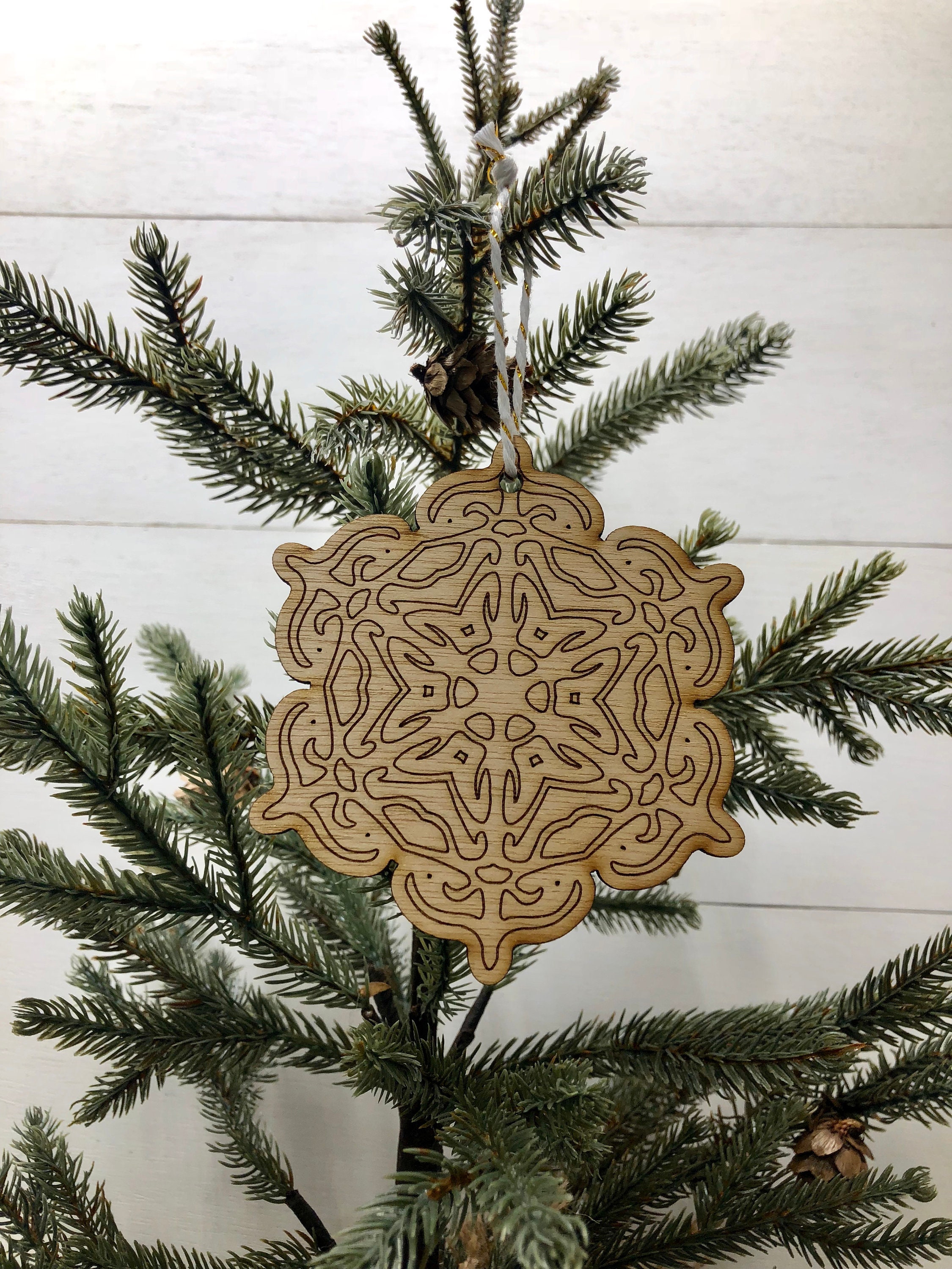Boho Christmas Ornament, Boho Style Wooden Decor, Natural Wood Decor