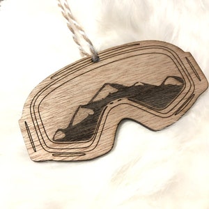 Goggles Mountains Snow Wooden Ornament, Ski Ornaments, Christmas Tree Ornaments, Winter Sports Ornament, Stocking Stuffer, Snowmobiling, Ski