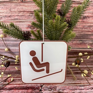 Chair Lift Pictograph Ornament, Chair Lift Recreational Sign, Sports and Outdoor Symbols, National Park Pictogram