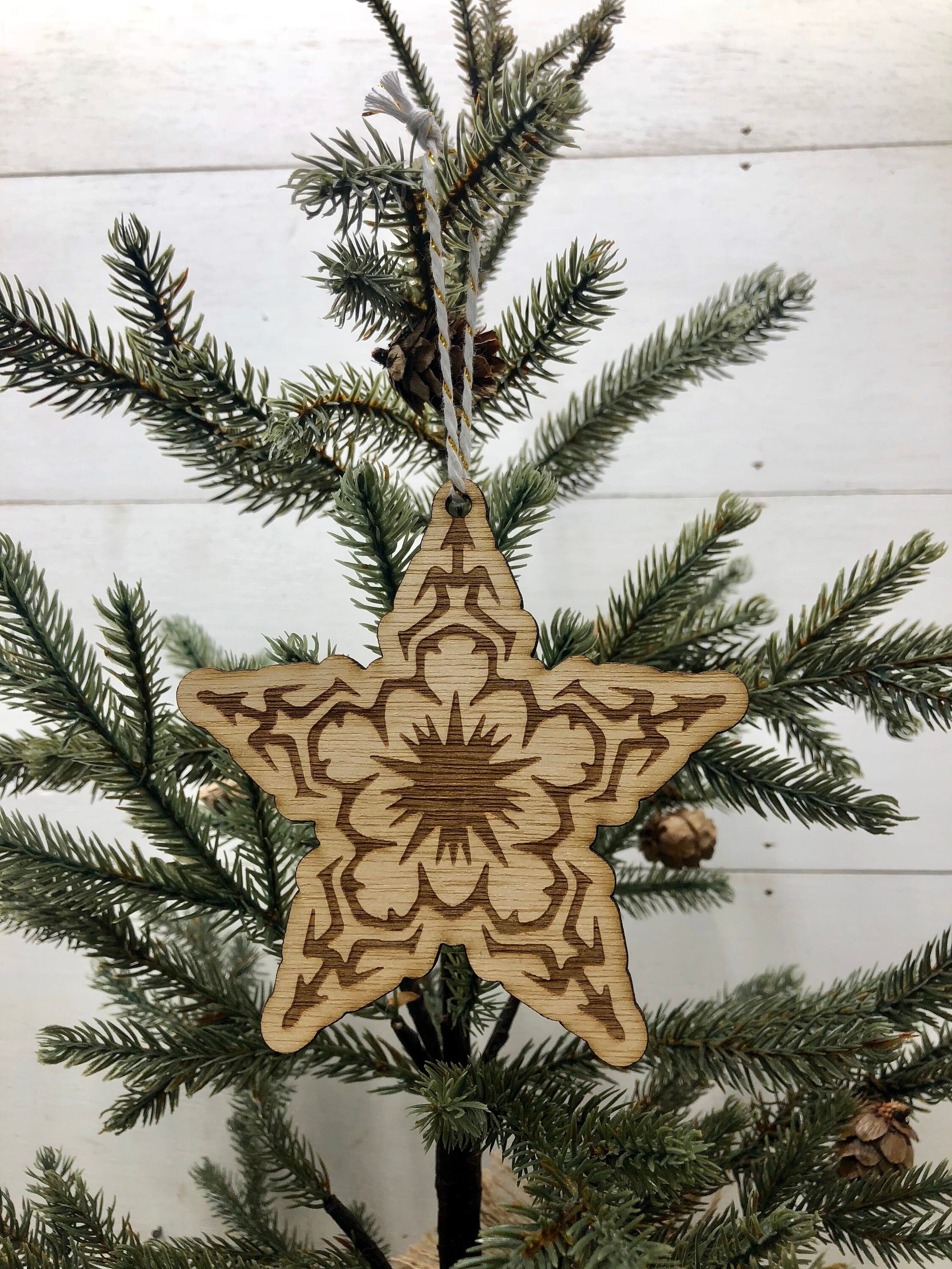 Wooden Star Christmas Ornaments Natural Wood Ornament Etsy