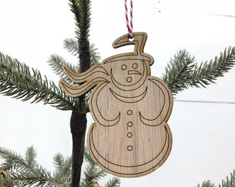 Ornement de bonhomme de neige en bois, ornements paintable, ornements d'enfants, ornements de Noel, décor de vacances, décor d'arbre de Noel, décor d'accent de bureau