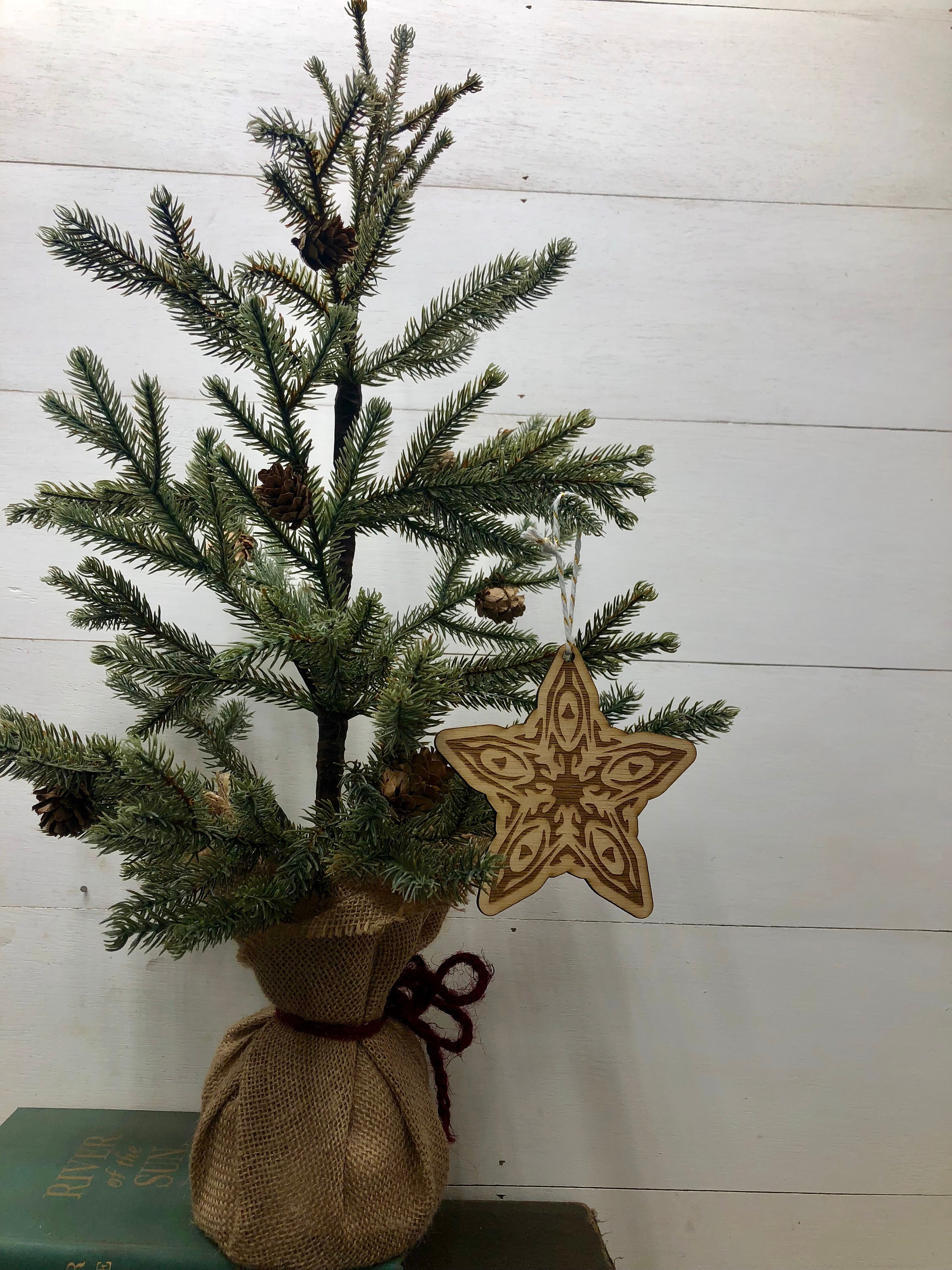 Wooden Star Christmas Ornaments, Natural Wood Ornament, Christmas Tree ...