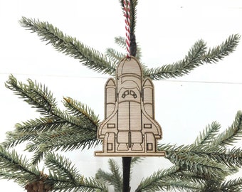 Wooden Space Ship Paintable Ornament
