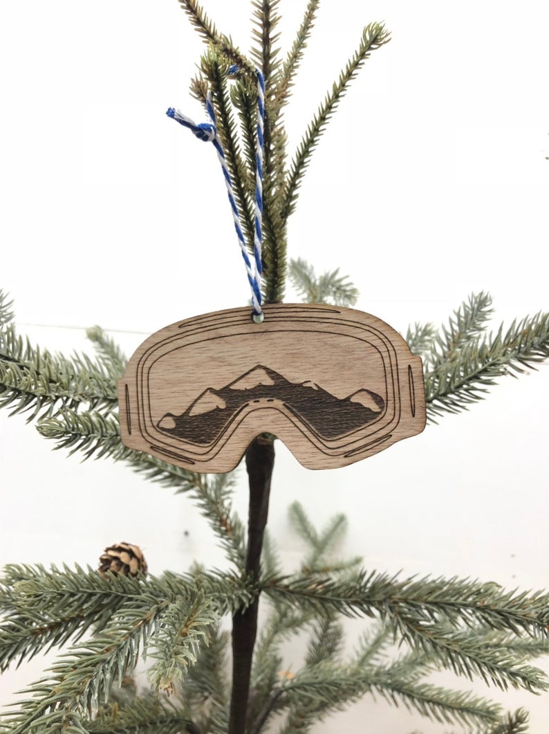 Stocking Stuffer Ski Christmas Tree Ornaments Snowmobiling Ski Ornaments Winter Sports Ornament Goggles Mountains Snow Wooden Ornament