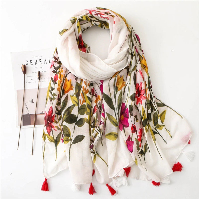 Floral Scarf for Women Flowers Field Scarves for Fall Winter Etsy