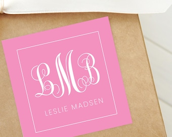 Elegant Monogram Calling Card, Adult Family Enclosure Card, Square Gift Tag