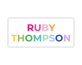 Printed Water Resistant School Supply Labels | 60 Per Sheet | ColorBlock Name | School Supply Stickers | NOT DISHWASHER SAFE