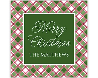 Personalized Plaid Christmas Gift Tag | Holiday Family Tag