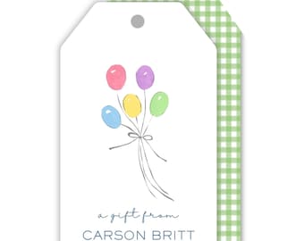 Birthday Gift Tag, Drawn Balloon Bouquet Hanging Tag, Kids Present