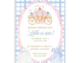 PRINTABLE Cinderella Birthday Party Invitation, Printable Editable Template (PDF Download)