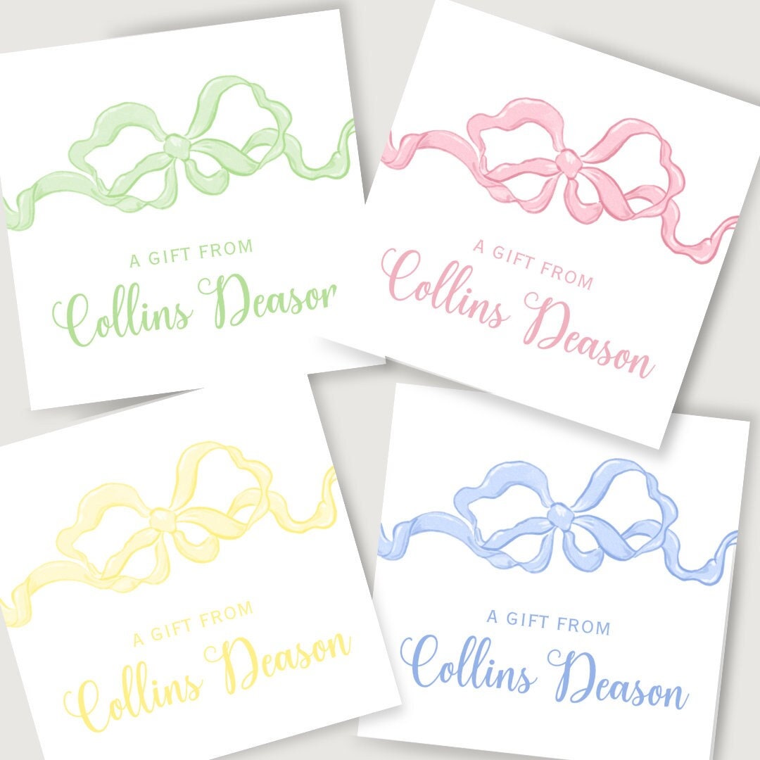 Girl's Bow Calling Card, Personalized Enclosure or Gift Tag, Custom Stationery with Bow Design