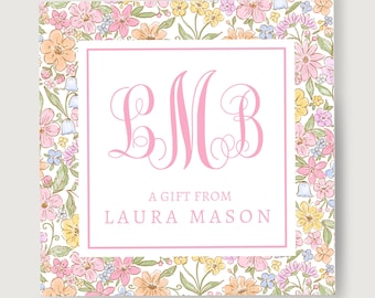 Floral Monogram Gift Tag: Elegant Family Enclosure Card