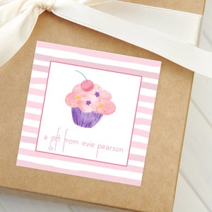 Cupcake Calling Card, Girl Enclosure Card, Square Gift Tag