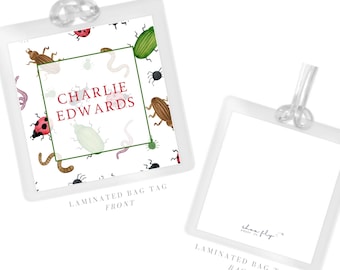 Personalized Bugs Laminated Bag Tag: Camp Luggage, Diaper Bag