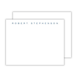 May include: White stationery with the name "ROBERT STEPHENSON" printed in a dark blue font. The stationery is stacked, with one sheet slightly offset from the other. The background is white.
