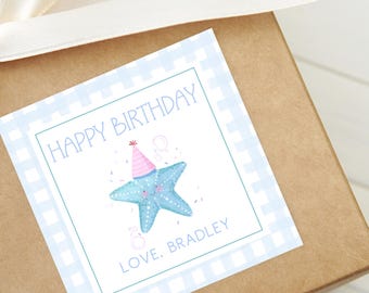 Birthday Starfish Gift Tag: Kids Party Enclosure Card