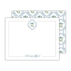 Papelería floral personalizada / Juego de tarjetas con nombre y borde festoneado / Regalo personalizado para mamás y mujeres