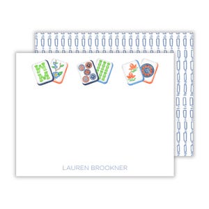 Personalized Mahjong Stationery, Mahjong Tile Notecards, Flat Notecard Set, Kids Adult Monogram Stationary