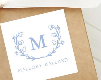 Drawn Flower Calling Card, Adult Family Woman Enclosure Card, Girls Square Gift Tag