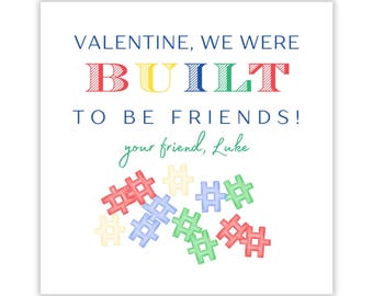 PRINTABLE Hashtag Block Built Valentine Card: Kids Gift Tag