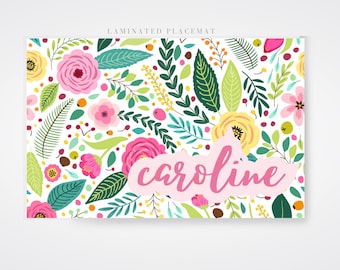 Personalized Floral Placemat, Girl Placemat