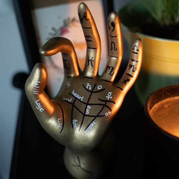 Palmistry Hand- Hand Painted Jewelry Holder & Decoration Piece