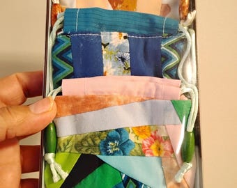 Ensemble de pochettes en patchwork avec cordon de serrage, petits sacs cadeaux, porte-bijoux de voyage