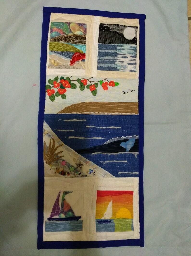 Wall Hanging Quilt 3d Quilt Beach Landscape Quilt Quilted Wall Art Wall Decor Ocean 3d Quilt Textile Art