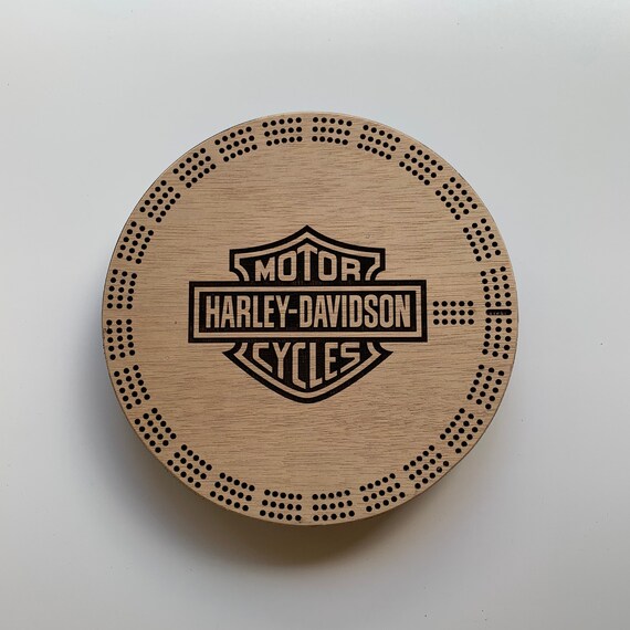 Harley Davidson 3 Player Cribbage Board Round Etsy