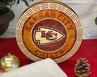 Kansas City Chiefs - 3 player Cribbage Board - Round