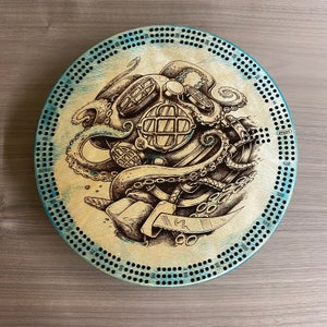 premium Custom Cribbage Board, Round, player options, wedding gift, anniversary gift, personalized