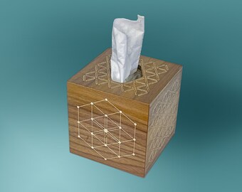 Funda para caja de pañuelos, patrones geométricos modernos, soporte para pañuelos de tamaño cuadrado cúbico
