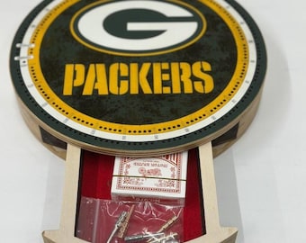 Cribbage Board Round, Green Bay Packers Wood for Three Players