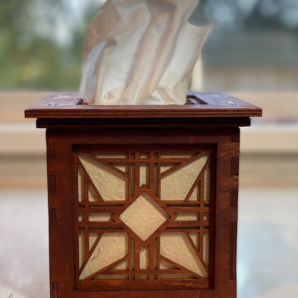 Tissue Box Cover, tree of life and geometric styles, Cubed Square Size Tissue box Holder,allergies, cold and flu season