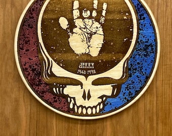 Arte de pared de Dead Head Stealie con la mano de Jerry