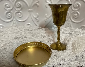 Small Gold Chalice and Paten for Mass Play , priest play, Mass Kit , Catechesis  Good Shepherd, Atrium, Montessori, Religious education