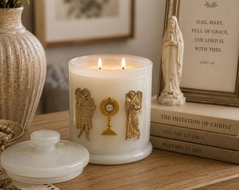 Catholic Devotional Candle | Adoration Angels, Monstrance, Home Altar Decor