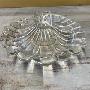 Glass clear shell shaped for  Baptism , holy water font  , baptismal font,  home altar , atrium , CGS, Rosary dish