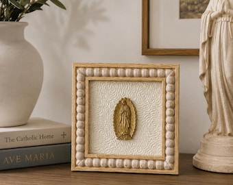 Our Lady of Guadalupe Plaque | 4x4 Handcrafted Catholic Wall Art, Rustic Farmhouse Décor