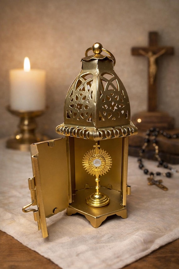 Miniature Tabernacle Catholic Desk Decor Eucharistic Devotional Home Altar Prayer Space Catholic Gift First Communion Confirmation