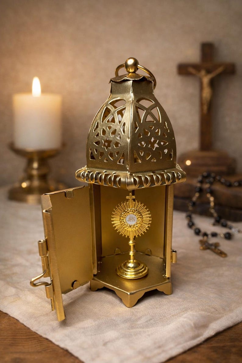Miniature Tabernacle Catholic Desk Decor Eucharistic Devotional Home Altar Prayer Space Catholic Gift First Communion Confirmation image 1