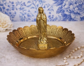 Brass Virgin Mary Dish – Catholic Jewelry Holder, Devotional Decor, Catholic gift