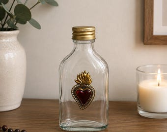 Sacred Heart Holy Water Bottle – Glass Devotional Bottle