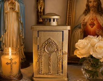 Mini IHS Tabernacle | Pyx Repository | Catholic Home Altar Shrine | Eucharistic Devotional Decor