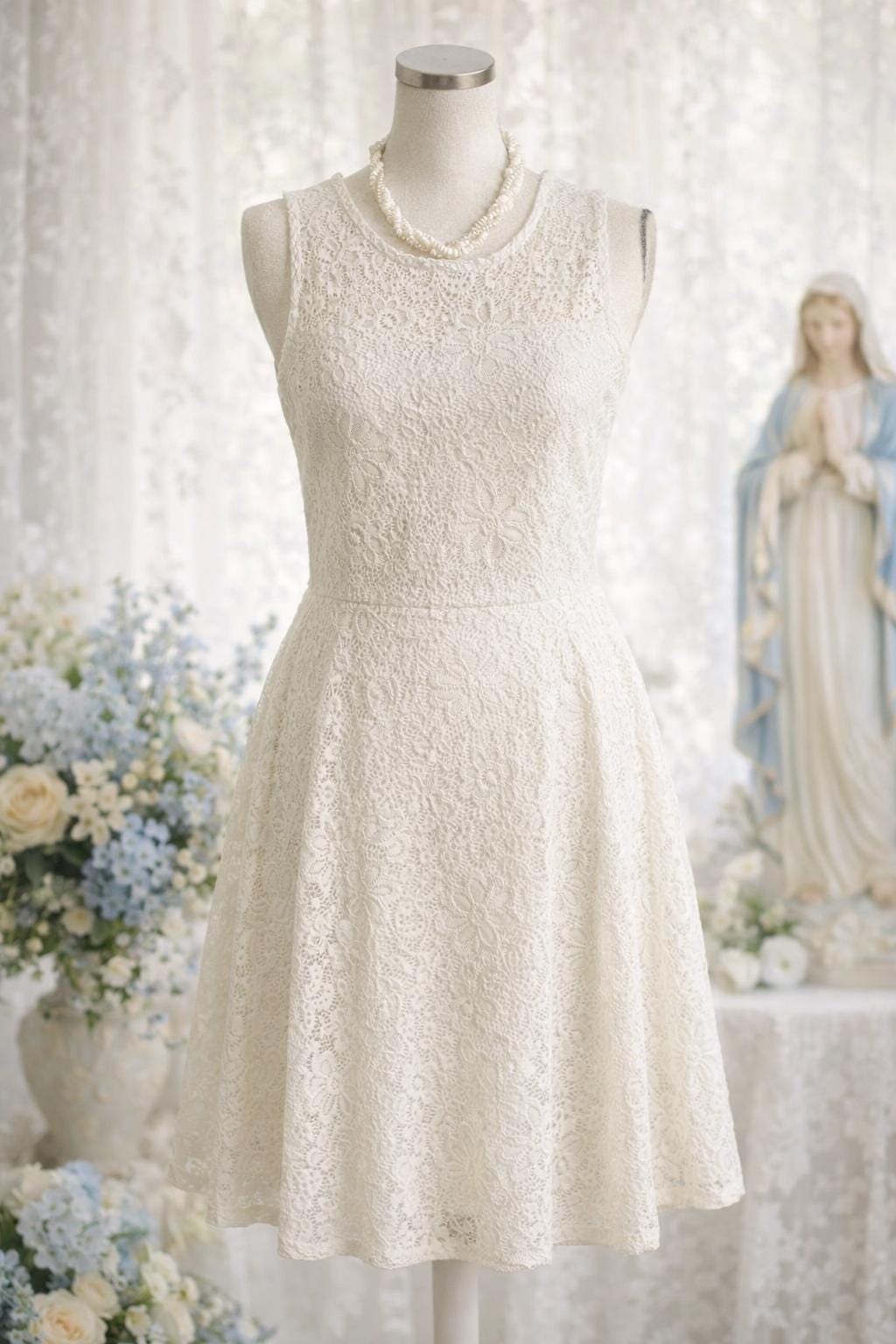 wedding dress knee length lace A Line Sparkly Beach Wedding Dress Knee Length – TANYA BRIDAL main image 0