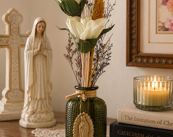 Our Lady of Guadalupe Dried Floral Fragrance Diffuser | Tuberose & Rose Water | Catholic Home Decor