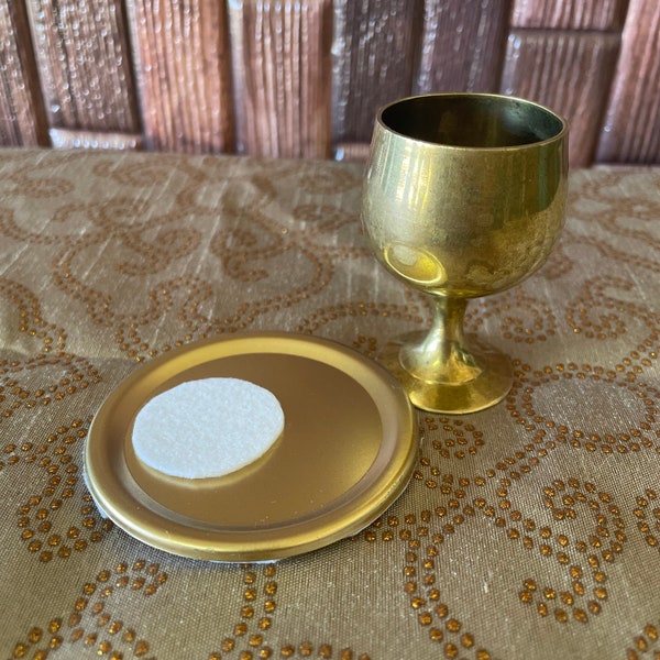 Miniature gold Chalice and Paten